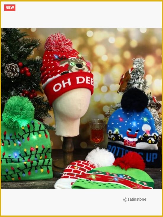 9 LED Light Up Christmas Beanie Hats Knitted Winter Hat for Party Adults main image 7